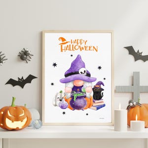 Cartel de Halloween de bruja, imprimible de bruja de Halloween, Halloween para niños, arte de pared de Halloween, póster de bruja en A3 y A4