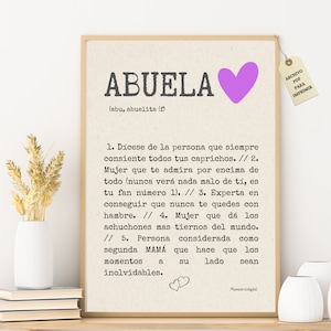 Definición abuela, regalo para el día de la madre, significado de abuela, revelación de embarazo, regalo de nietos a abuela en español.