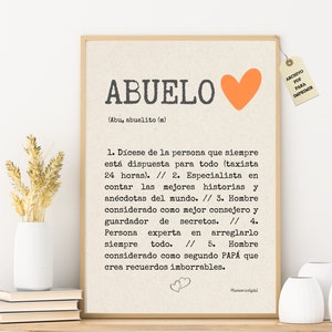 Definition of grandfather, meaning of grandfather, Father's Day gift, pregnancy reveal for grandparents, gift from grandchildren in Spanish