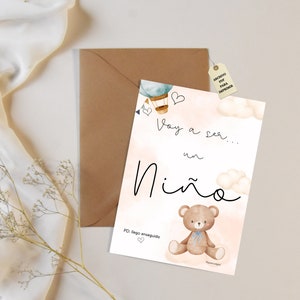 Kaarten in a5 en a4 Ik word een jongen, gender reveal, cadeaus om familie te verrassen, zwangerschapsaankondiging, nieuwe baby, babyshower.