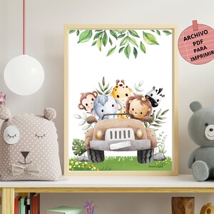 Lámina decorativa infantil para niños, póster de animales de la selva para decorar la habitación del bebé en tamaño A3, regalar para niños.