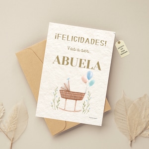 Tarjetas de felicidades vas a ser abuela, noticia de embarazo, anuncio nuevo bebé, regalos para abuelas, nuevo nieto, bebé en camino, abuela