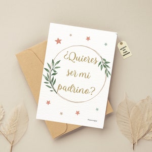 quieres ser mi padrino?, tarjetas para pedir padrino, noticia nuevo bebé, anuncio de embarazo, sorpresa de bautizo, regalos para padrinos.