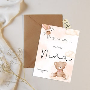 Tarjetas revelación de genero, voy a ser una niña, regalos para familia, anuncio del  bebé, tarjeta sorpresa, anuncio embarazo, baby shower
