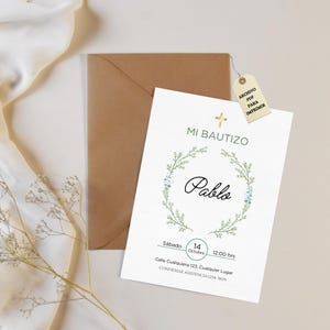 Personalized baptism invitation cards for boy or girl, baptism invitations, printable invitation in A5. IT IS NOT A TEMPLATE