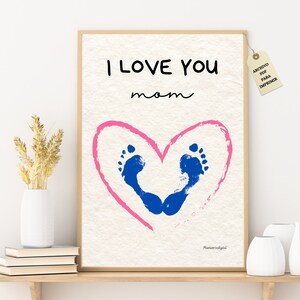 Blatt auf Englisch, Fußabdrücke, Bastelarbeiten für Kinder, Ausdrucke für Kinder, Aktivitäten für Zuhause und Schule, Geschenk für Mama A3