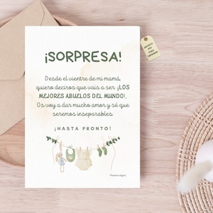 Tarjetas de anuncio nuevo bebé, noticia nuevo nieto, revelación de embarazo, nuevo miembro en la familia, regalos para abuelos, primer nieto