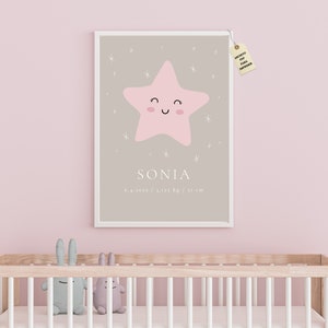 Personalized birth sheet for baby, birth to give to new parents, gift for newborn, star poster to decorate