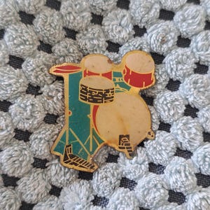 Pin Drum Kit, Pin Drum Set, vintage 1970&#39;s, rare, gift for drum players, ForLuckVintage, metal, enamel