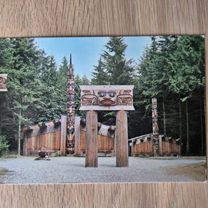Post Card, Canada, British Colombia, Haida Indian Village, Vancouver,  Vintage, Greeting card, rare