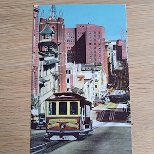 Cartolina, America, Stati Uniti, Cable Car, San Francisco, strada della California, scenario, National Color Press, Vintage, biglietto di auguri, raro