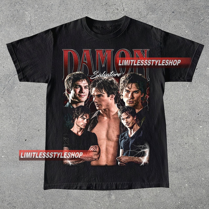 Vintage Damon Salvatore Tshirt, Unisex Man and Women Graphic Tee, the