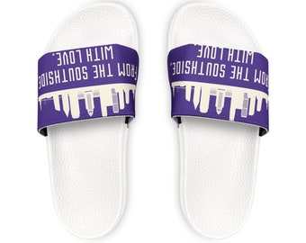 From the Southside, with Love Purple + White Lounge Slides