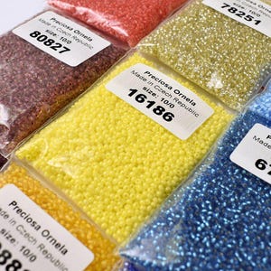 Premium Preciosa Rocaille Microbeads 2 mm – Opaco, Nero, bianco, gemme colorate / Perline di vetro di alta qualità per perline, ricamo