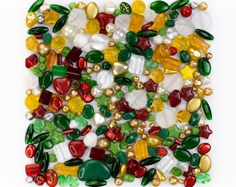 Beads Preciosa 92-Mix-Noël-2, 250 g, parfaites pour la fabrication de bijoux, soyez créatif avec ce kit de perles Preciosa dans un mélange de Noël