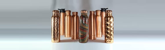 Authentic Handmade Copper Water Bottle 950ml - 1.3L (32oz)