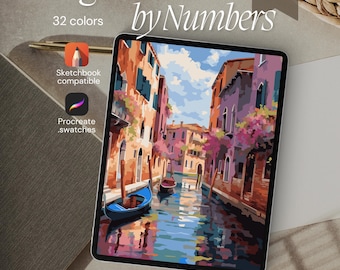 Venice Italy Paint by Number Kit: Digital Template for Procreate (Digital Download)