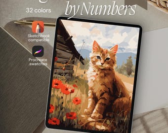 Cottage Cat Paint by Number for Adults: Relaxing Procreate Colorings (Digital Download)