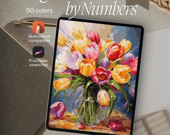 Tulip Paint by Number Kit for Adults: Procreate, Printable (Digital Download)