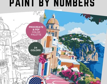 Capri Italy Paint by Number Kit: Procreate Template (Digital Download)