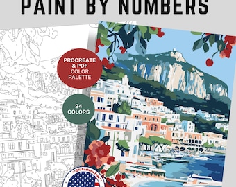 Capri Italy Paint by Number Kit: Procreate Template (Digital Download)