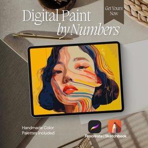 Paint by Number Digital for Adults, Abstract Art, Woman, Relaxing Watercolor Art, Digital Download, Easy Creative Hobby for Stress Relief