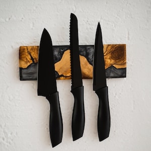 Magnetic Resin & Olive Wood Knife holder, Epoxy Knife Block, Knife Display, Magnetic Knife Rack, Housewarming Gifts, Christmas Gifts