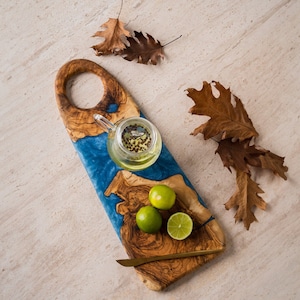 Epoxy & Olive Wood Charcuterie Board, Resin Serving Board, Wooden Cutting Board, Personalized Gift, Unique Cheese Board, Christmas Gifts