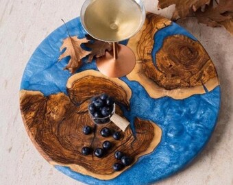 Resin Charcuterie Board, Custom Olive Wood Cutting Board, Epoxy River Board, Housewarming Gifts, Christmas Gifts