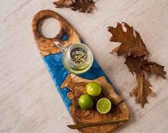 Personalized Olive Wood Charcuterie Board, Resin Epoxy Serving Board, Anniversary Gift, Christmas Gifts