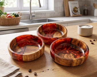 Epoxy Resin Wood Bowl, Olive Wood Bowl, Handmade Wooden Bowl, Rustic Home Decor, Wood Resin Art, Unique Housewarming Gift