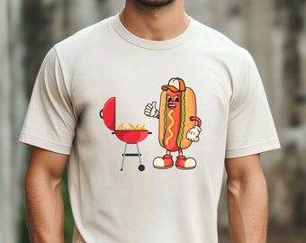 Hot Dog Shirt for Hot Dog Lover Gift Trucker Hat Fan Tee Cool Hot Dog Graphic Shirt Funny Food Shirt Retro 4th of July Shirt Dad Food Gift
