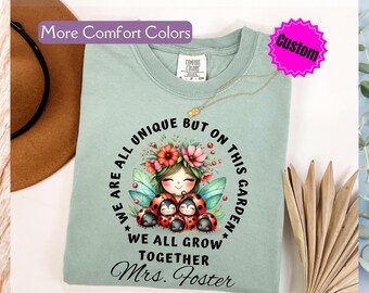 Custom Ladybug Teacher Shirt, Comfort Colors® Teacher Shirt, Custom Teacher Tee, Teacher Gift, PreK Garden Teacher Shirt, Back to School Tee