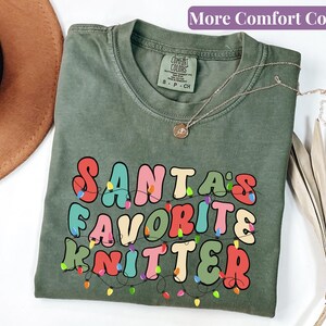 Christmas Knitting Shirt, Comfort Colors® Knitting Lover Tshirt Christmas Knitting Shirt Groovy Christmas Knitting Gift Holiday Knitting Tee