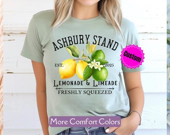 Custom Lemonade Stand Shirt Comfort Colors® Limeade Crew TShirt Fun Sunday Market Tee, Farmers Market Shirt, Lemon Lover, Spring Festival