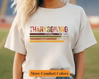 Retro Thanksgiving Comfort Colors® Shirt, Thankful Shirt, Retro Fall Shirt Fall Food Shirt Thanksgiving Day Tee Cute Thanksgiving Family Tee