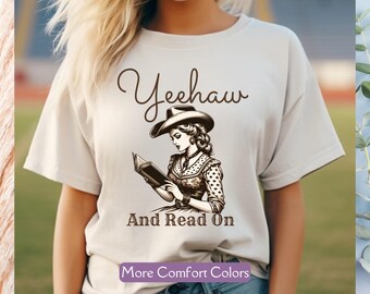 Bookish Cowgirl Shirt, Comfort Colors® Book Lover T-shirt Cowboy Romance Reader Club Western Book Lover Shirt Country Girl Reading Group Tee
