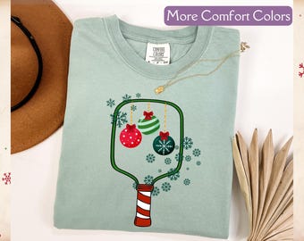 Christmas Pickleball Shirt Comfort Colors® Pickleball Team Shirt Christmas Holiday Party Outfit Pickleball Lover Shirt Winter Pickleball Tee