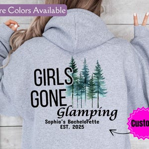 Custom Camp Bachelorette Hoodie, Mountain Bride Camp Gift, Hiking Bridal Party Gift, Lake Themed Bach Party Crewneck Hoodie Sweater