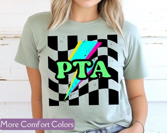 Chemise rétro, t-shirt fluo Comfort Colors®, t-shirt pour le primaire, cadeau en damier, cadeau pour la rentrée des classes, t-shirt pour parents d'élèves du primaire