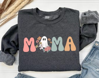 Spooky Mama Sweatshirt, Floral Fall Mama Sweatshirt, Ghost Lover Top, Cute Fall Mama Halloween Sweatshirt, Funny Mama Top Ghost Lover Gift