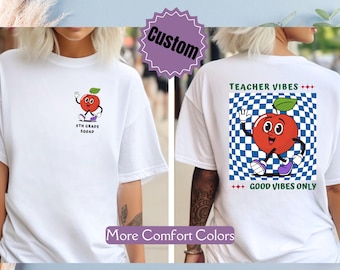 Retro Custom Teacher Shirt, Comfort Colors® Custom Teacher, Custom Grade Shirt, Teacher Team T Shirt, Teacher Gift, Back to School Gift