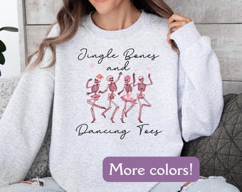 Skeleton Christmas Dance Sweatshirt, Pink Christmas Sweatshirt, Dance Lover Sweatshirt, Holiday Party Sweatshirt, Christmas Party Sweatshirt