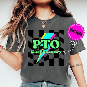 Custom PTO Shirt, Comfort Colors® Custom pto T Shirt, Elementary pto Tee, Checkerboard pto Gift, Back to School pto Gift, PTO Group TShirt