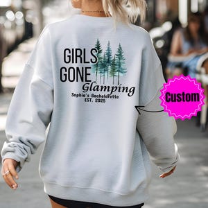 Custom Camp Bachelorette Sweatshirt, Mountain Bride Camp Sweater, Hiking Bridal Party Gift, Lake Themed Bach Party Crewneck Sweatshirt