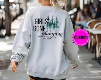 Custom Camp Bachelorette Sweatshirt, Mountain Bride Camp Sweater, Hiking Bridal Party Gift, Lake Themed Bach Party Crewneck Sweatshirt