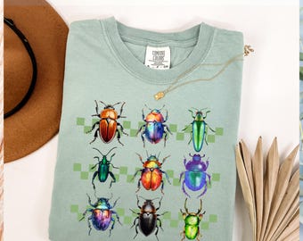 Retro Insect Shirt, Comfort Colors® Beetle TShirt, Entomology Nature Shirt, Science Lover TShirt Bug Insect Collector Gift Bug Lover Tee