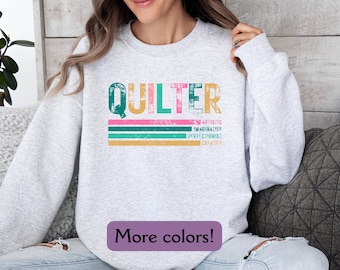 Quilter Sweatshirt Retro Style Groovy Quilt Lover Sweater Cozy Gift for Quilters Vintage Quilting Pullover Mothers Day Gift for Grandmother