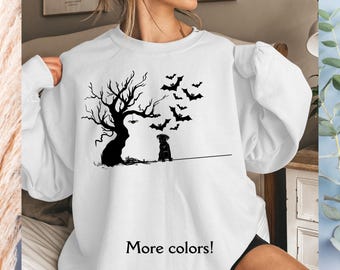 Halloween Labrador Sweatshirt, Spooky Dog Sweater, Spooky Bat, Goth Dog Sweatshirt, Halloween Black Lab Lover Gift, Lab Lover Shirt