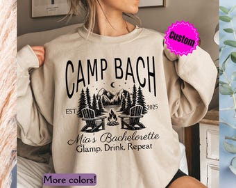 Custom Bachelorette Party Sweatshirt, Camp Bridesmaid Sweatshirt, Mountain Bride Camp, Hiking Bridal Sweatshirt, Lake Themed Bach Party